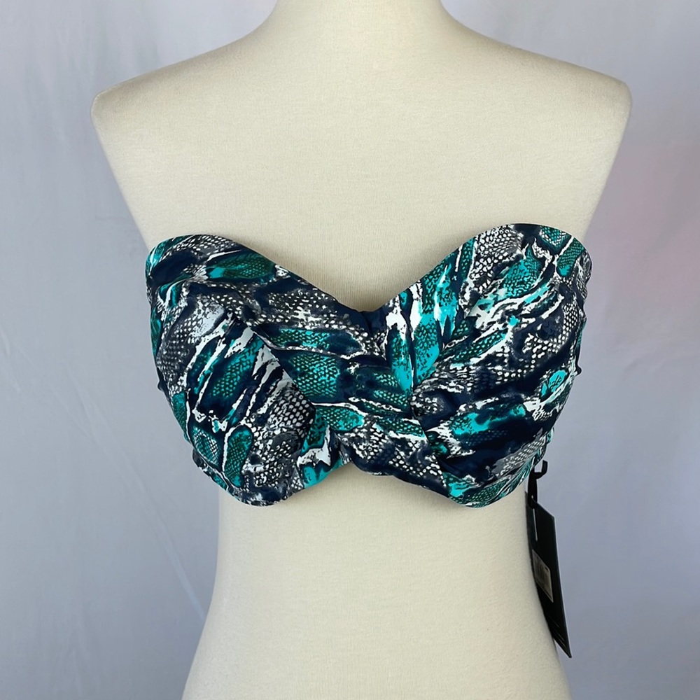 NWT Skye Swimwear Teal Bandeau Style Bikini Top - Size Large